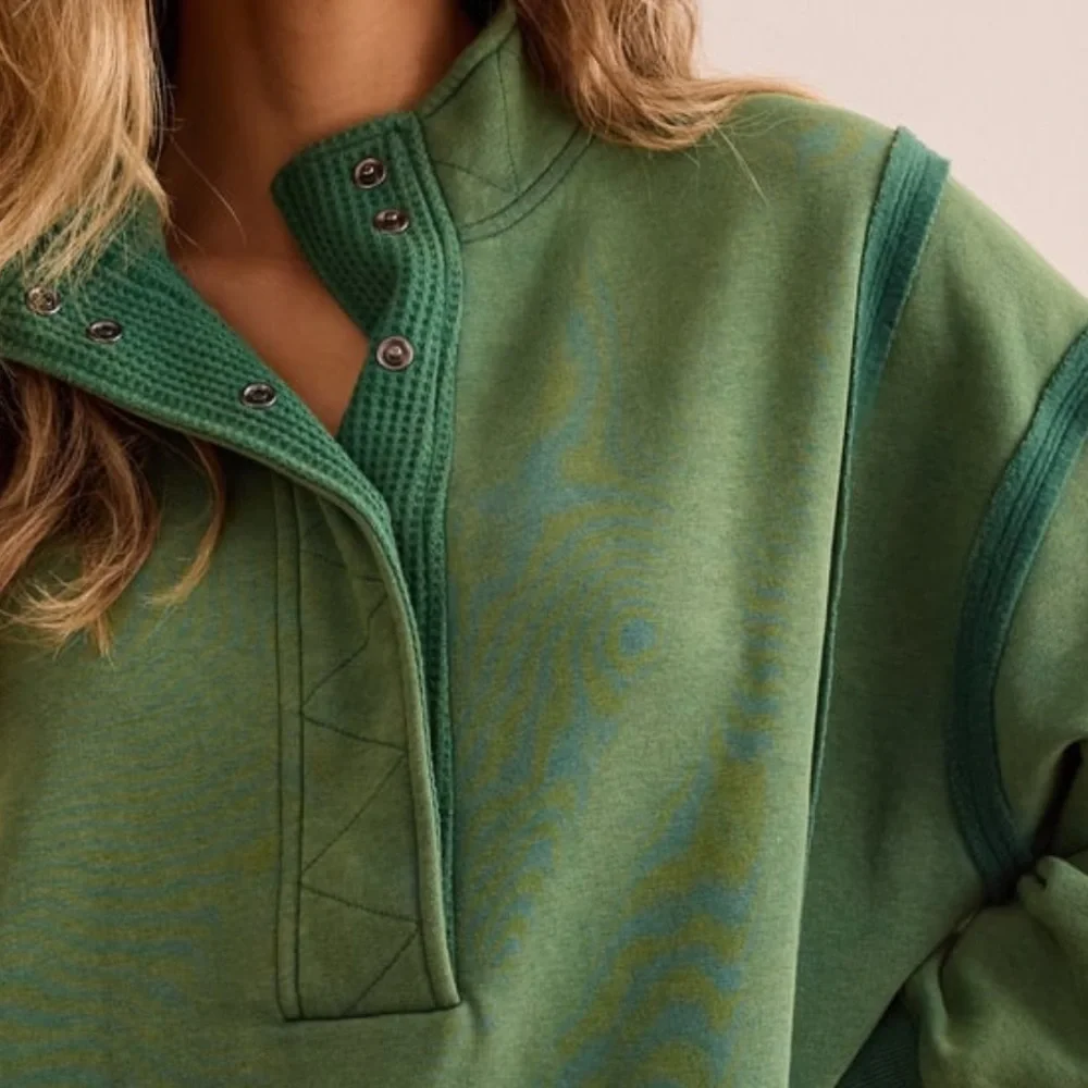 Extended thru 12/16 Altar’d State sz XSmall GREEN Pullover sweatshirt snap NWTS - Picture 2 of 3